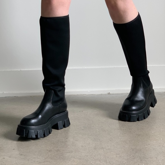 PRADA MINI BAG KNEE HIGH MONOLITH BOOT SIZE 39 - Picture 11 of 16